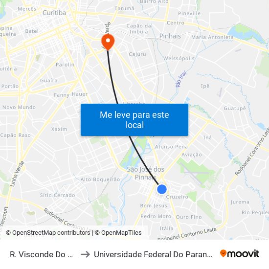 R. Visconde Do Rio Branco, 2657 to Universidade Federal Do Paraná Campus Centro Politécnico map