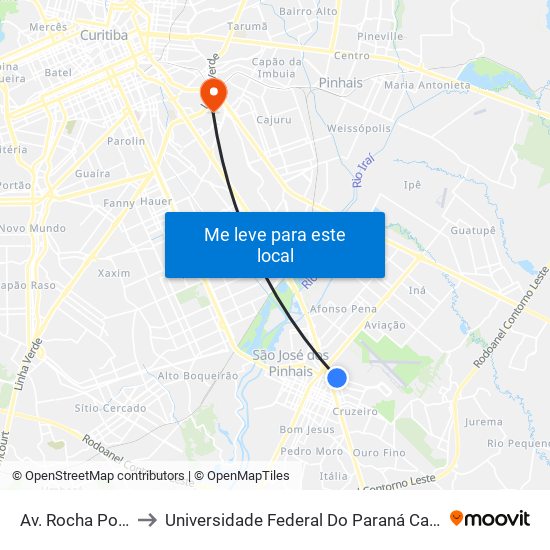 Av. Rocha Pombo, 2561 to Universidade Federal Do Paraná Campus Centro Politécnico map