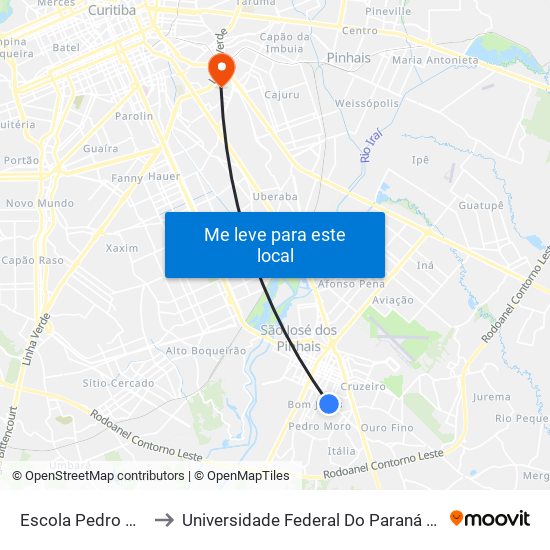 Escola Pedro Moro Redeschi to Universidade Federal Do Paraná Campus Centro Politécnico map