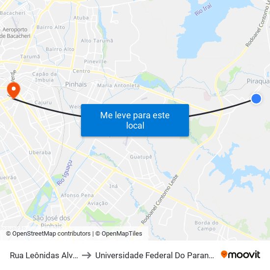 Rua Leônidas Alves Cordeiro, 495 to Universidade Federal Do Paraná Campus Centro Politécnico map