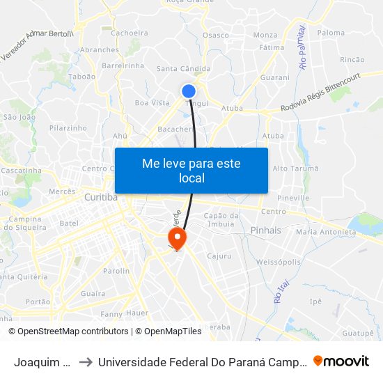 Joaquim Nabuco to Universidade Federal Do Paraná Campus Centro Politécnico map