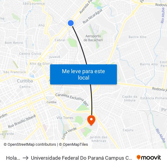 Holanda to Universidade Federal Do Paraná Campus Centro Politécnico map