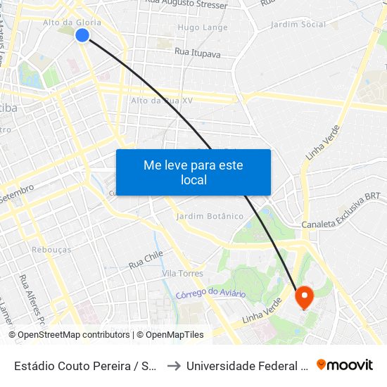 Estádio Couto Pereira / Santuário Nossa Senhora Do Perpétuo Socorro to Universidade Federal Do Paraná Campus Centro Politécnico map