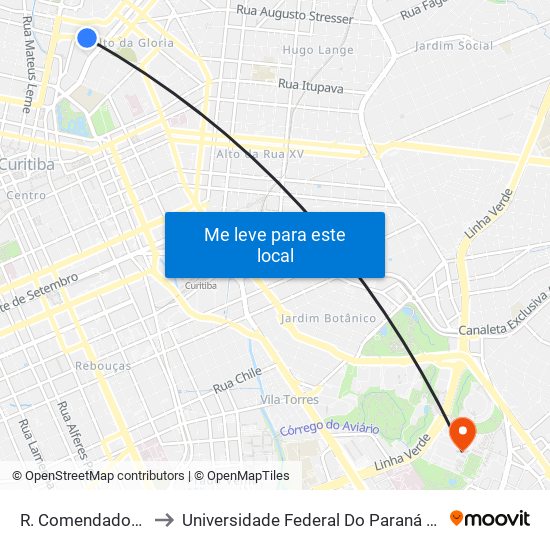 R. Comendador Fontana, 200 to Universidade Federal Do Paraná Campus Centro Politécnico map