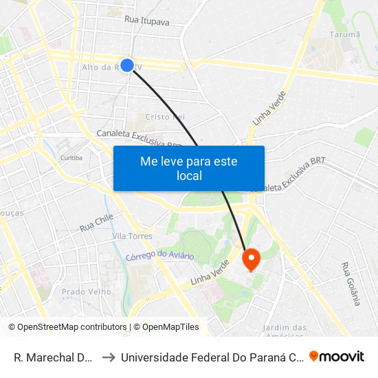 R. Marechal Deodoro, 2374 to Universidade Federal Do Paraná Campus Centro Politécnico map