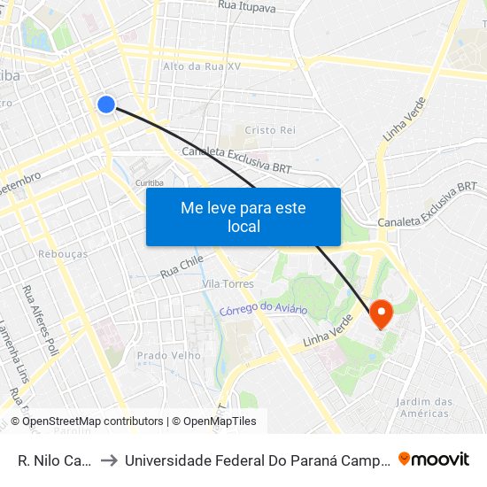 R. Nilo Cairo, 300 to Universidade Federal Do Paraná Campus Centro Politécnico map