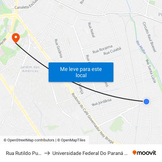 Rua Rutildo Pulido, 195-197 to Universidade Federal Do Paraná Campus Centro Politécnico map