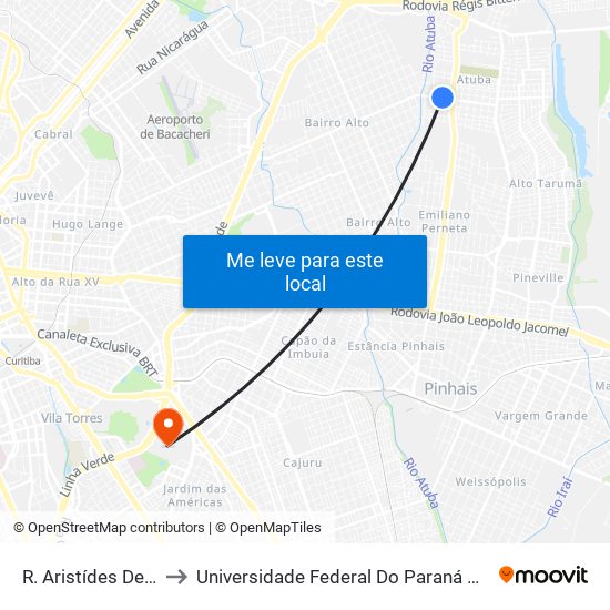 R. Aristídes De Oliveira, 760 to Universidade Federal Do Paraná Campus Centro Politécnico map