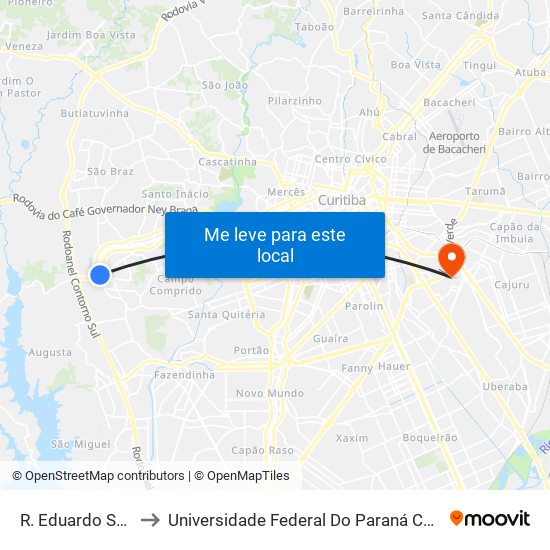 R. Eduardo Sprada, 5273 to Universidade Federal Do Paraná Campus Centro Politécnico map