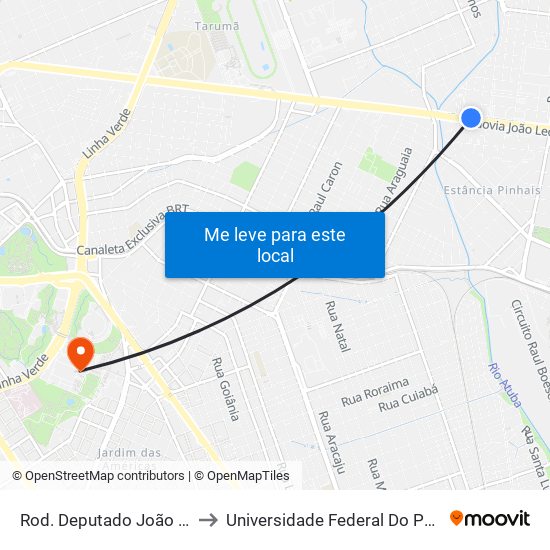 Rod. Deputado João Leopoldo Jacomel, 13328 to Universidade Federal Do Paraná Campus Centro Politécnico map