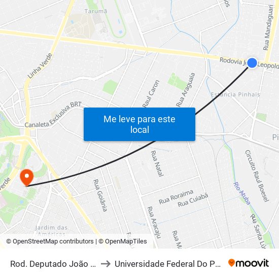 Rod. Deputado João Leopoldo Jacomel, 12813 to Universidade Federal Do Paraná Campus Centro Politécnico map