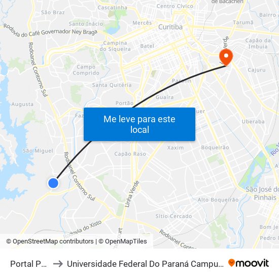 Portal Polonês to Universidade Federal Do Paraná Campus Centro Politécnico map