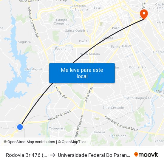 Rodovia Br 476 (Do Xisto), 11995 to Universidade Federal Do Paraná Campus Centro Politécnico map