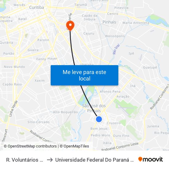 R. Voluntários Da Pátria, 559 to Universidade Federal Do Paraná Campus Centro Politécnico map