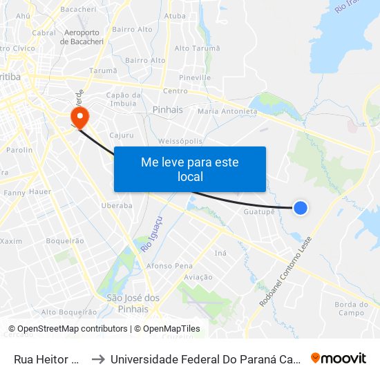 Rua Heitor Pallú, 1500 to Universidade Federal Do Paraná Campus Centro Politécnico map