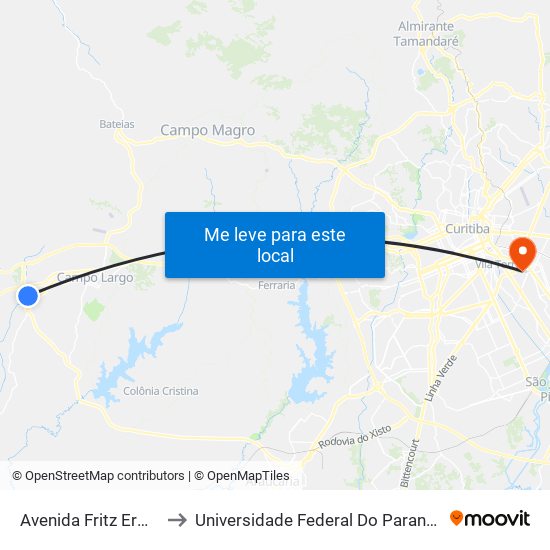 Avenida Fritz Erwin Schmidt, 1218 to Universidade Federal Do Paraná Campus Centro Politécnico map