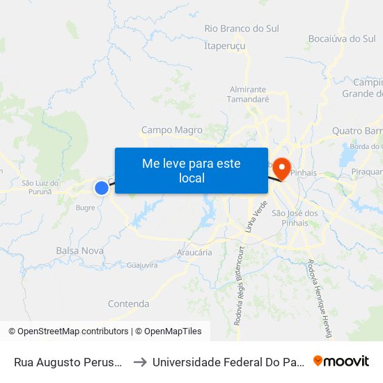 Rua Augusto Perussolo - Colégio Juventude to Universidade Federal Do Paraná Campus Centro Politécnico map