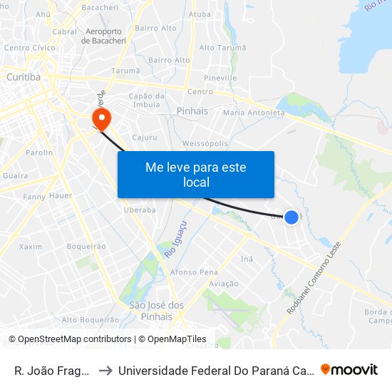 R. João Fraga Neto, 110 to Universidade Federal Do Paraná Campus Centro Politécnico map