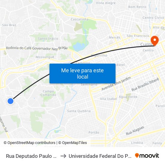 Rua Deputado Paulo Wright, Us Augusta to Universidade Federal Do Paraná Prédio Histórico map