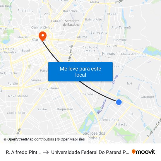 R. Alfredo Pinto, 1188 to Universidade Federal Do Paraná Prédio Histórico map