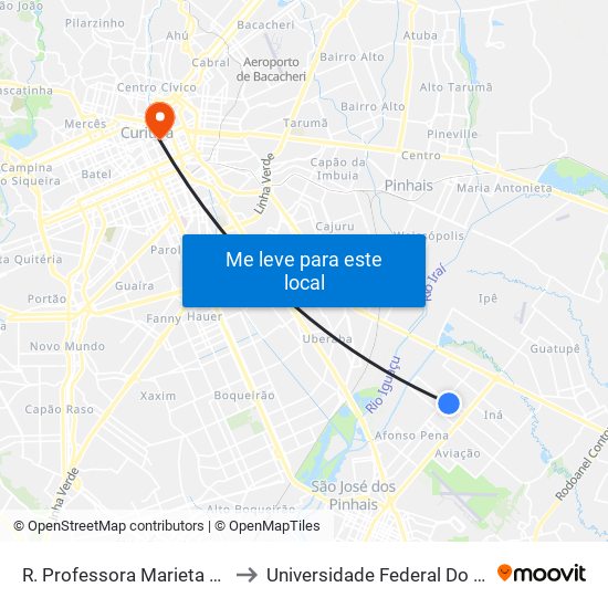 R. Professora Marieta De Souza E Silva, 1828 to Universidade Federal Do Paraná Prédio Histórico map