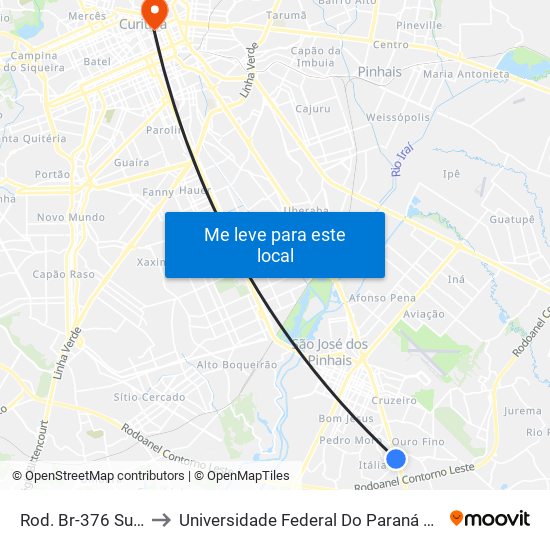 R. Pedrina Costa Viski, 101 to Universidade Federal Do Paraná Prédio Histórico map