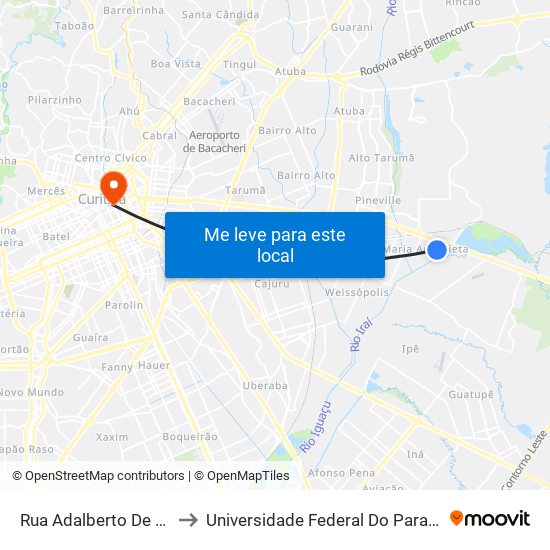 Rua Adalberto De Andrade, 222 to Universidade Federal Do Paraná Prédio Histórico map