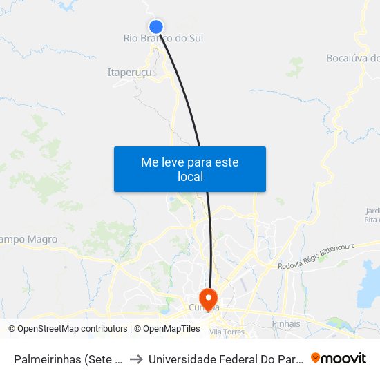 Palmeirinhas (Sete De Abril, 2000) to Universidade Federal Do Paraná Prédio Histórico map