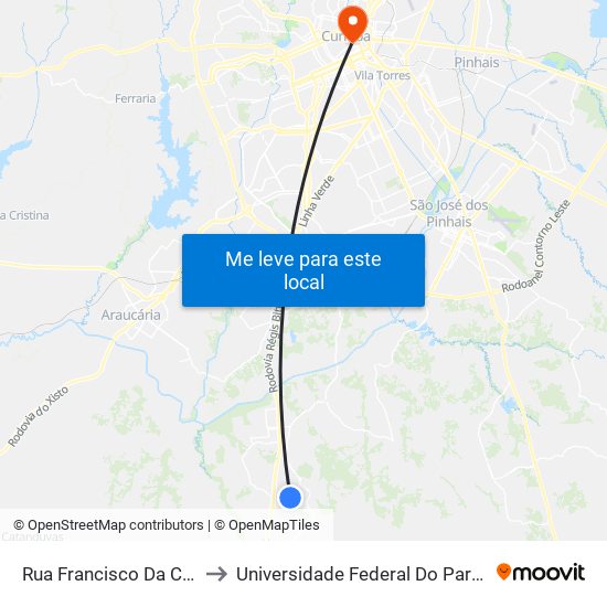 Rua Francisco Da C Machado, 514 to Universidade Federal Do Paraná Prédio Histórico map