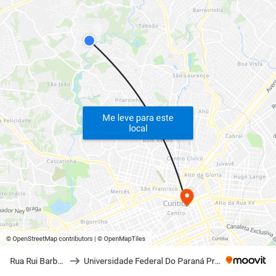 Rua Rui Barbosa, 10 to Universidade Federal Do Paraná Prédio Histórico map