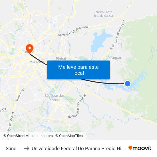 Sanepar to Universidade Federal Do Paraná Prédio Histórico map