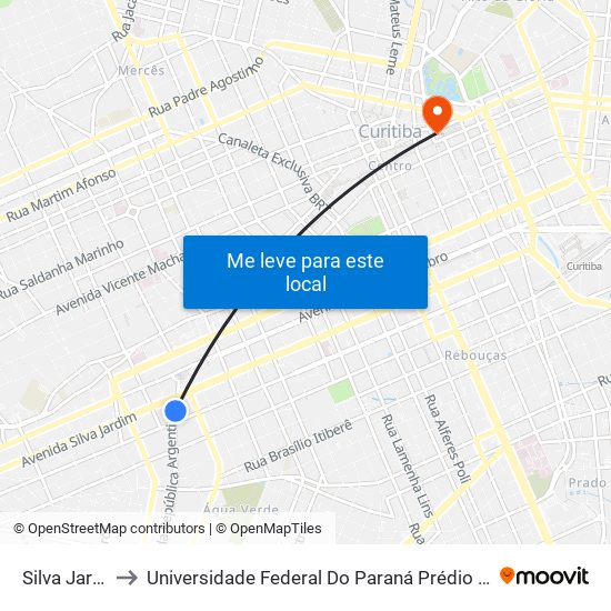 Silva Jardim to Universidade Federal Do Paraná Prédio Histórico map