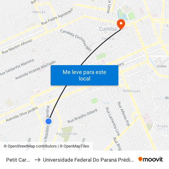 Petit Carneiro to Universidade Federal Do Paraná Prédio Histórico map