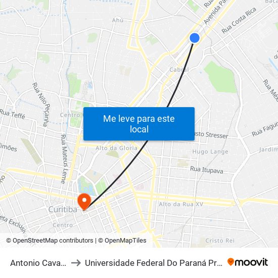 Antonio Cavalheiros to Universidade Federal Do Paraná Prédio Histórico map