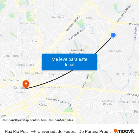 Rua Rio Pelotas to Universidade Federal Do Paraná Prédio Histórico map