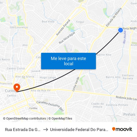 Rua Estrada Da Graciosa, 971 to Universidade Federal Do Paraná Prédio Histórico map