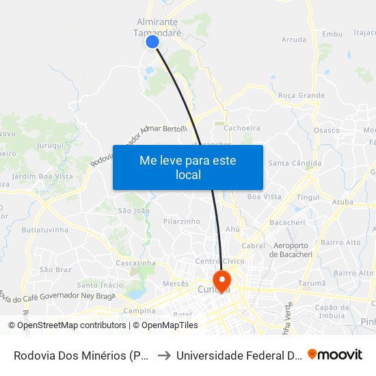 Rodovia Dos Minérios (Pr 092) - Portal De Tamandaré to Universidade Federal Do Paraná Prédio Histórico map