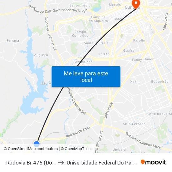 Rodovia Br 476 (Do Xisto), 11995 to Universidade Federal Do Paraná Prédio Histórico map