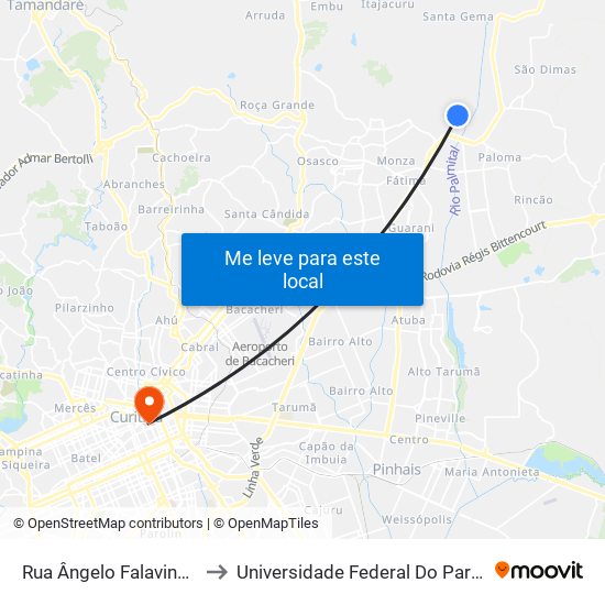 Rua Ângelo Falavinha Dalprá, 706b to Universidade Federal Do Paraná Prédio Histórico map