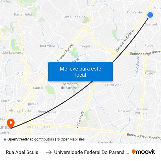 Rua Abel Scuissiato, 412 to Universidade Federal Do Paraná Prédio Histórico map