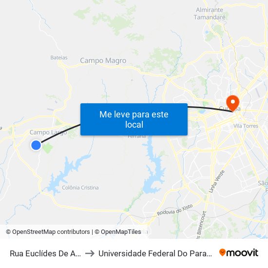 Rua Euclídes De Andrade, 664 to Universidade Federal Do Paraná Prédio Histórico map