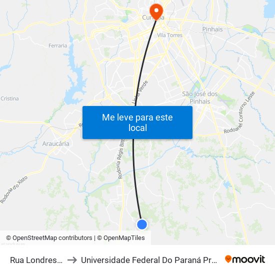 Rua Londres, 1599 to Universidade Federal Do Paraná Prédio Histórico map