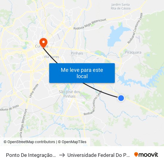 Ponto De Integração Borda Do Campo to Universidade Federal Do Paraná Prédio Histórico map