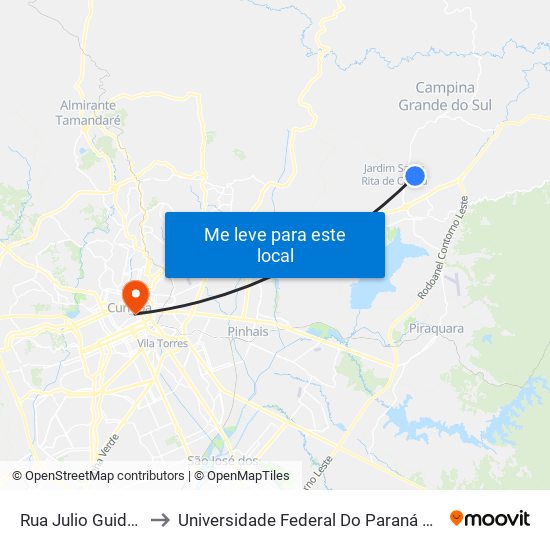 Rua Julio Guidolin, 266 to Universidade Federal Do Paraná Prédio Histórico map