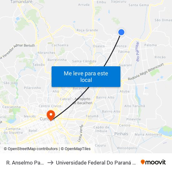 R. Anselmo Pavim, 342 to Universidade Federal Do Paraná Prédio Histórico map