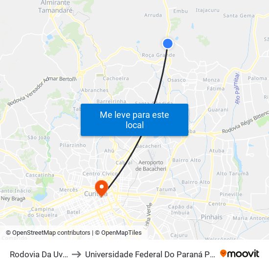 Rodovia Da Uva, 3884 to Universidade Federal Do Paraná Prédio Histórico map