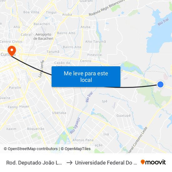 Rod. Deputado João Lepoldo Jacomel, 4050 to Universidade Federal Do Paraná Prédio Histórico map