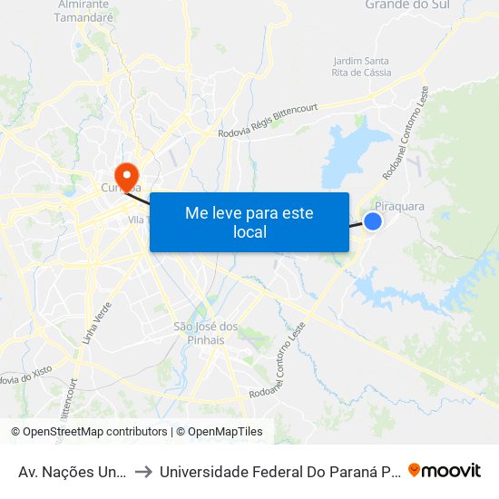 Av. Nações Unidas, 90 to Universidade Federal Do Paraná Prédio Histórico map