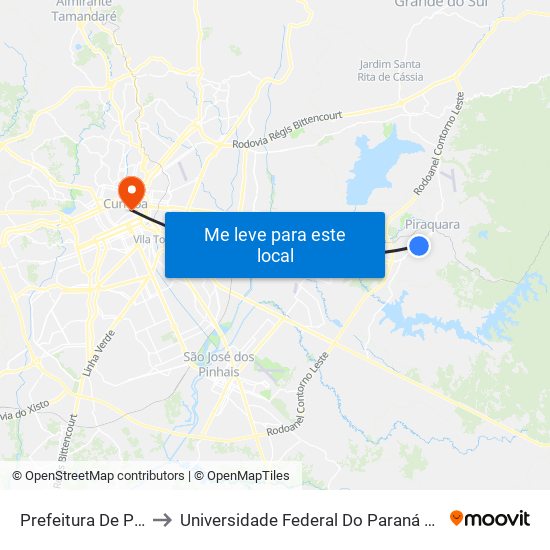 Prefeitura De Piraquara to Universidade Federal Do Paraná Prédio Histórico map