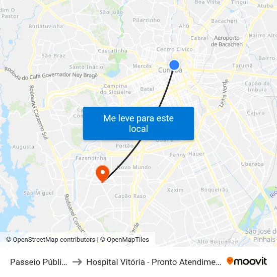 Passeio Público to Hospital Vitória - Pronto Atendimento map